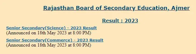RBSE 12th Result 2023