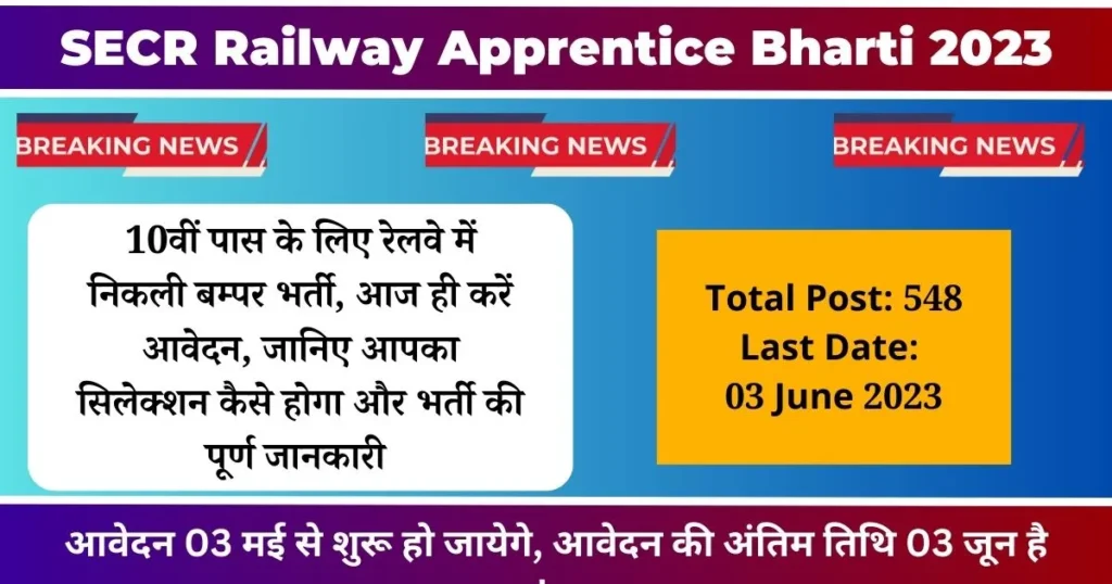SECR Railway Apprentice Bharti 2023
