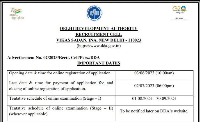 Delhi Development Authority Bharti 2023