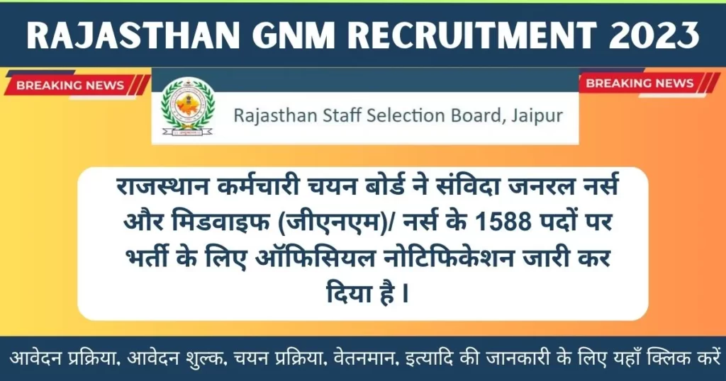 Rajasthan GNM Recruitment 2023
