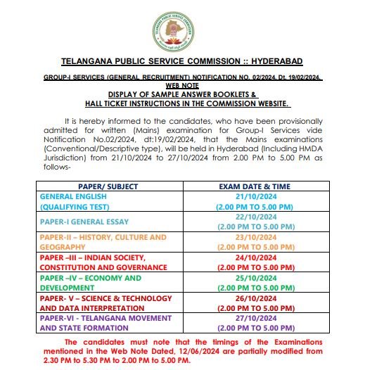 TSPSC Group 1 Examination 2024